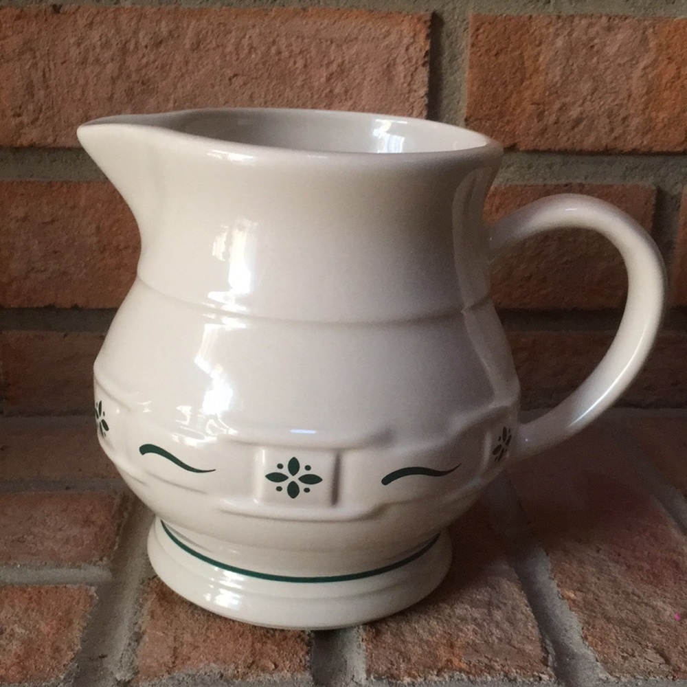 Longaberger Pottery Woven Traditions Green Pitcher